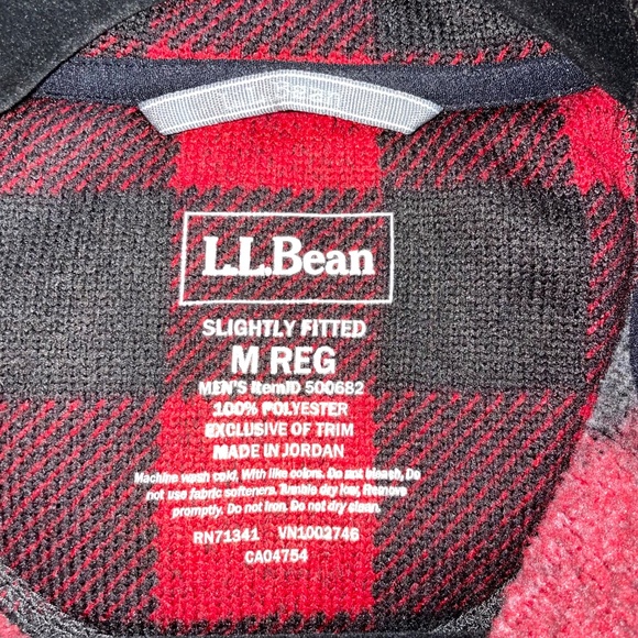 L.L. Bean Sweater Fleece Pullover Buffalo Plaid Garnet Warm Cozy Pockets - Picture 6 of 11